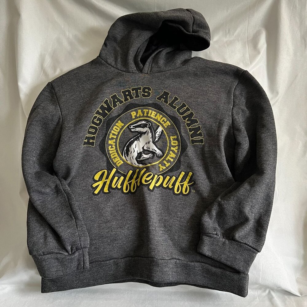 Harry Potter Hufflepuff Hogwarts Alumni Hoodie Girls Size 18/20 Gray Polyester